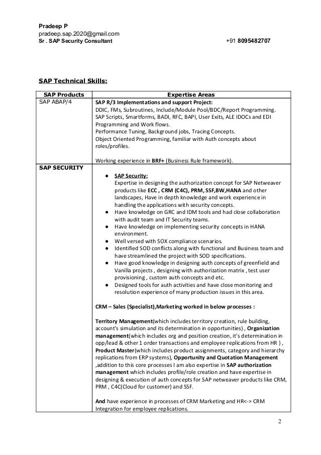 sap security resumes