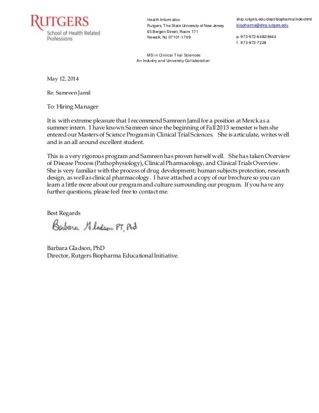 recommendation letter rutgers letter of recommendation