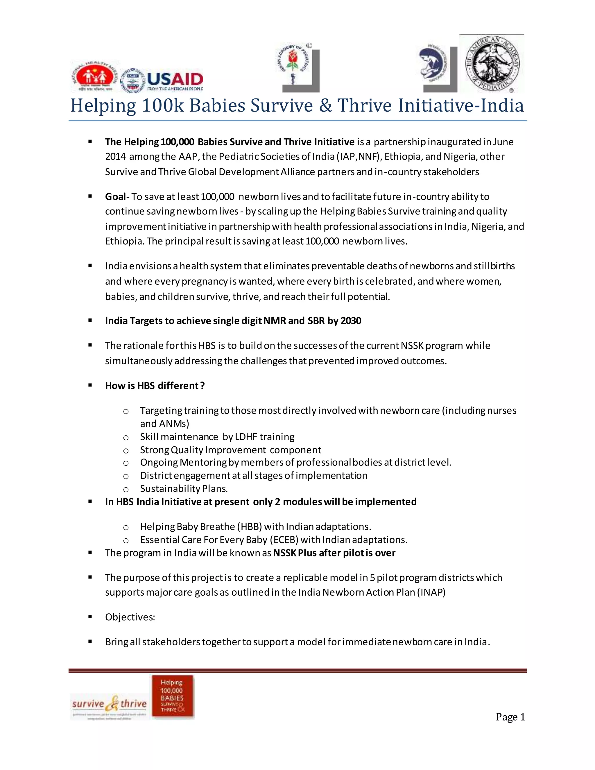 Helping 100k Babies Survive concept note PDF