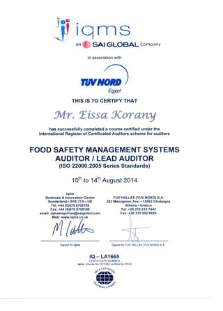 ISO22000 certificate 