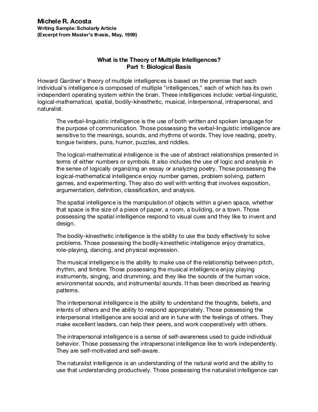 Multiple intelligence essay