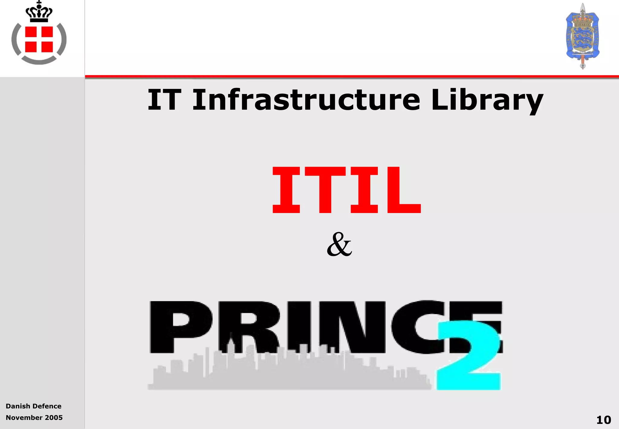 Danish Defence
November 2005
10
IT Infrastructure Library
ITIL
&
 