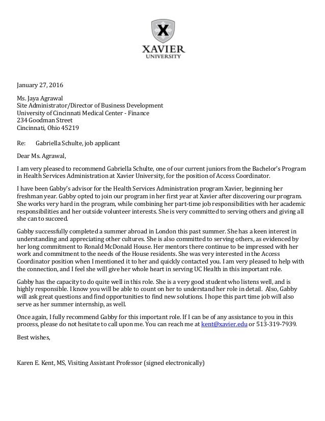 gabrielle schulte recommendation letter letter of recommendation for pt school