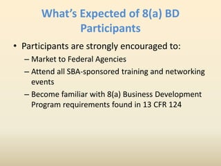 8(a) Business Development Program Orientation | PPTX
