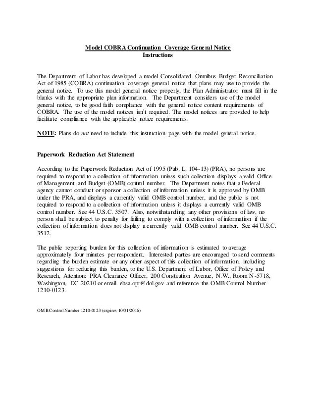 Cobra Letter Template Cobra Letter Template
