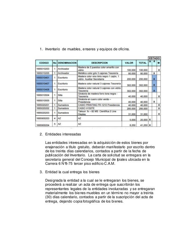 8 acta de baja de inventarios