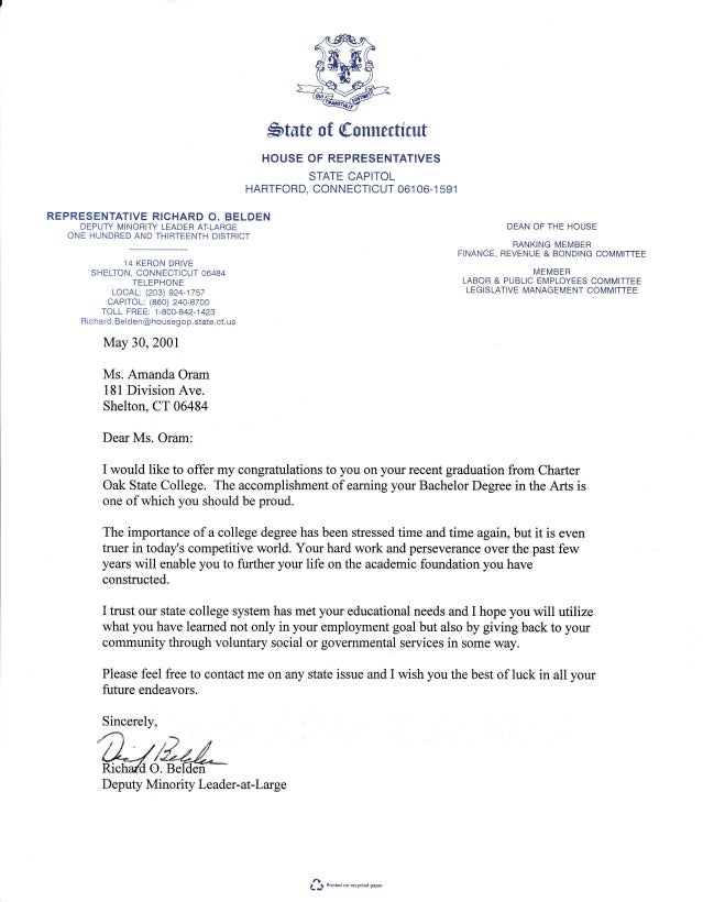 letter of congratulations from state rep belden graduation congratulations letter