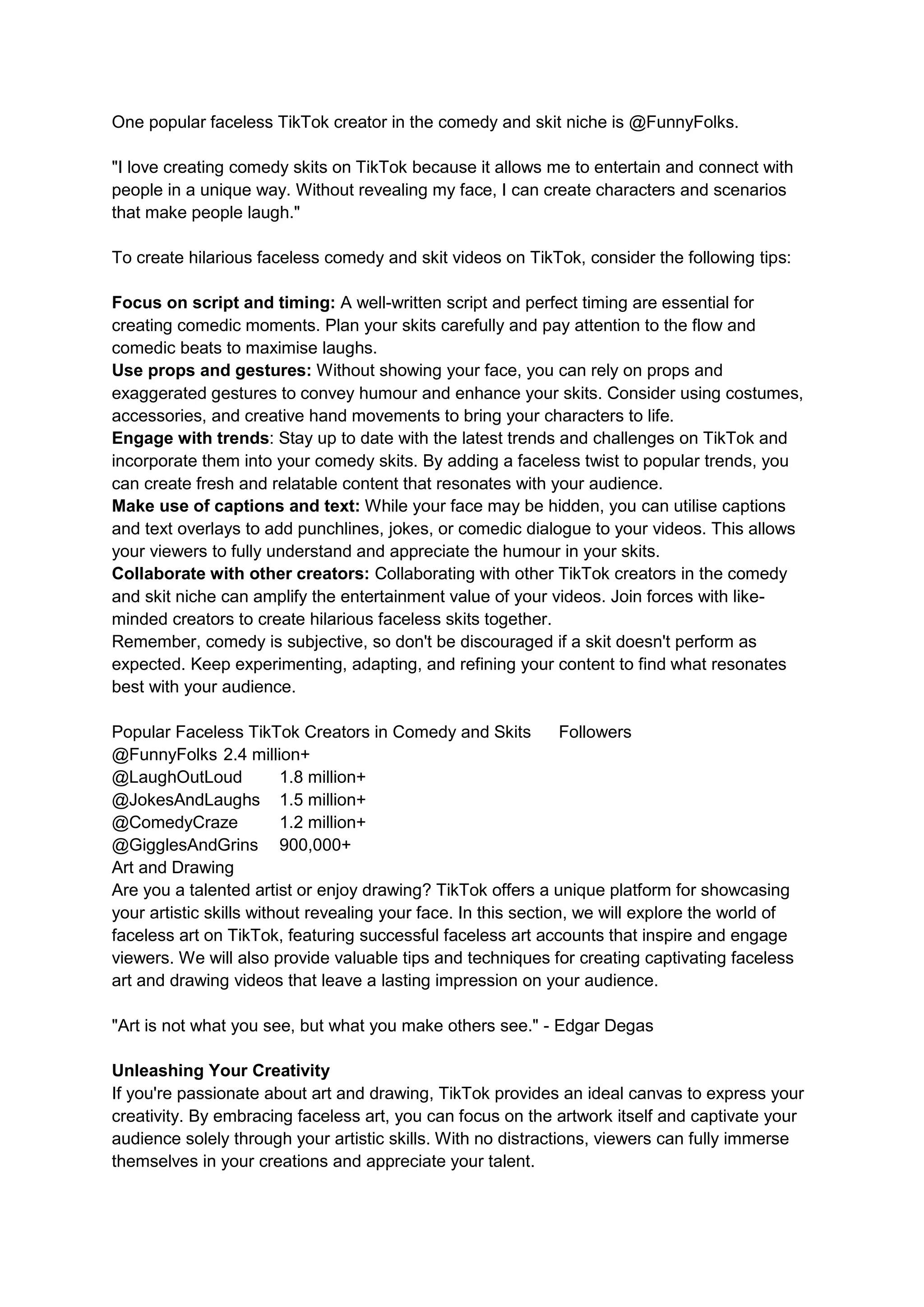 Top 5 TikTok Faceless Niches For Anonymous Fame | DOCX