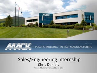 Sales/Engineering Internship
Chris Daniels
*Names of Customers Removed due to NDAs
 
