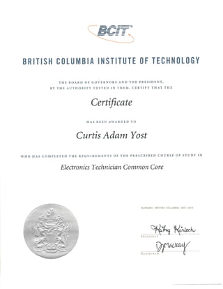Certificate of Diploma - BCIT