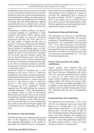 Effect of Transplanting Age on the Growth and Yield of Green Pepper ...
