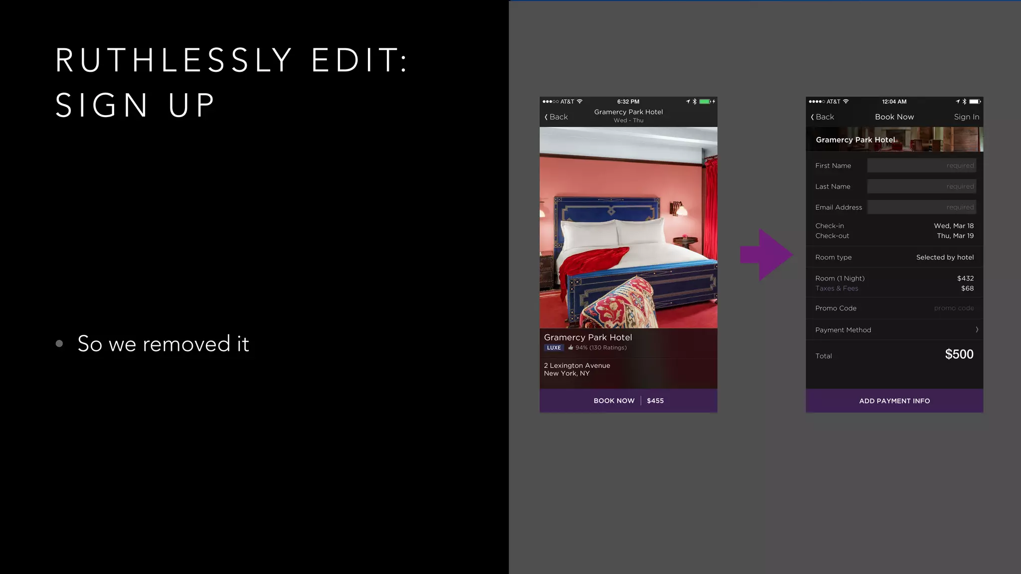 R U T H L E S S LY E D I T:
S I G N U P
• So we removed it
 