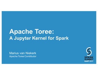 Apache Toree:
A Jupyter Kernel for Spark
Marius van Niekerk
Apache Toree Contributor
 