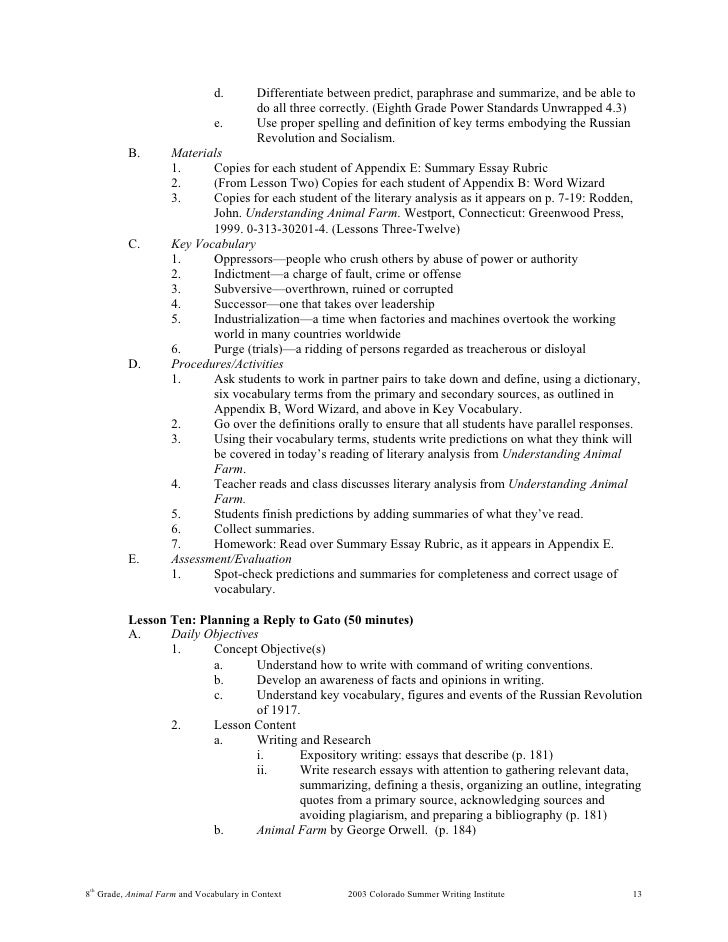animal farm - essay 13 animal farm - essay 13