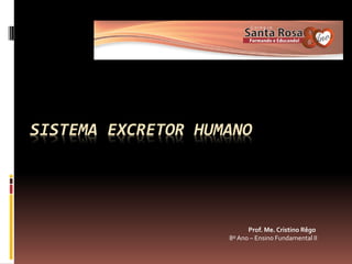 SISTEMA EXCRETOR HUMANO
Prof. Me. Cristino Rêgo
8º Ano – Ensino Fundamental II
 