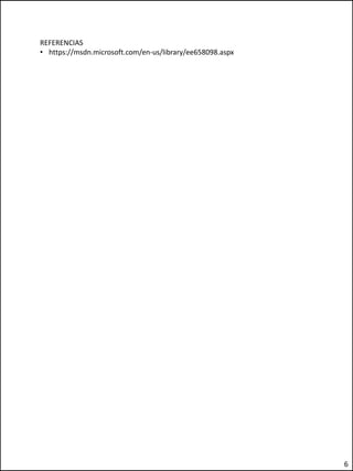 REFERENCIAS
• https://msdn.microsoft.com/en-us/library/ee658098.aspx
6
 