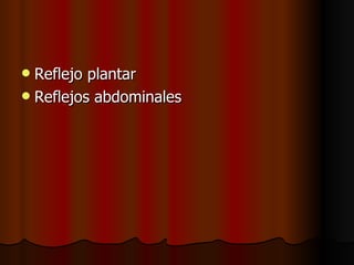 Reflejo plantar Reflejos abdominales  