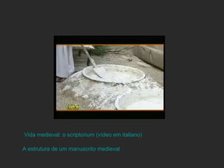 A estrutura de um manuscrito medieval Vida medieval: o scriptorium (vídeo em italiano) 