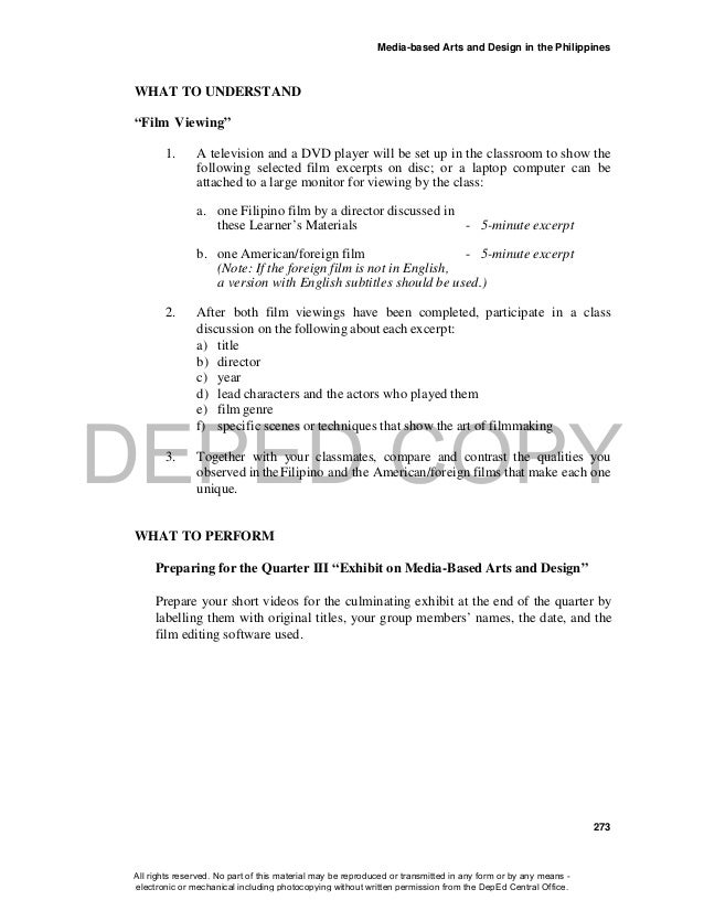 learners material in arts grade 10 unit 3 art titles format