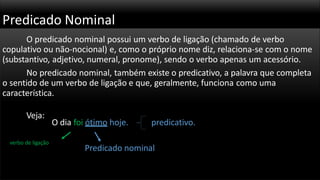 8 Aula de predicado verbal e nominal - Predicativo do sujeito | PPTX