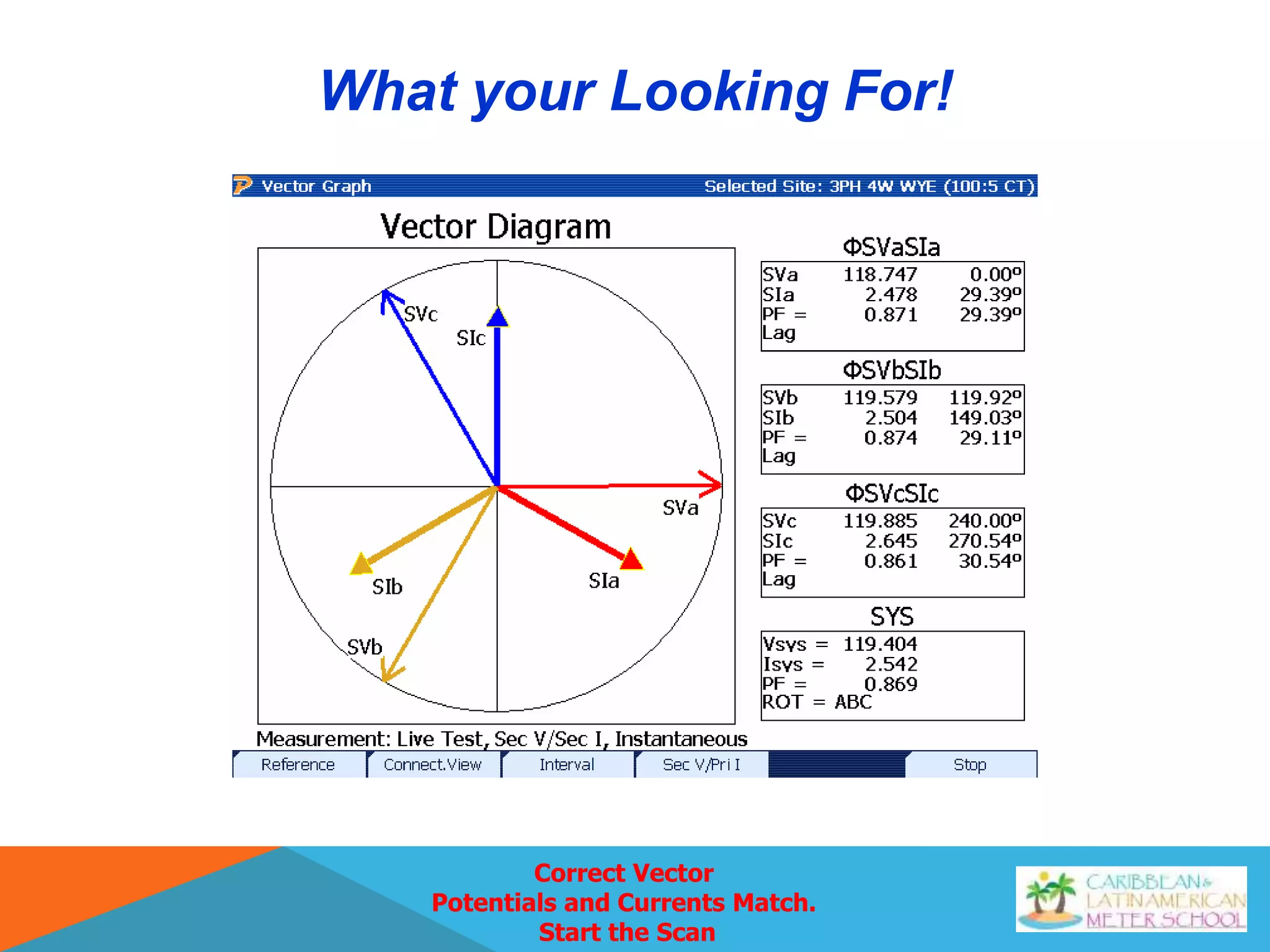 Correct Vector
Potentials and Currents Match.
Start the Scan
What your Looking For!
 