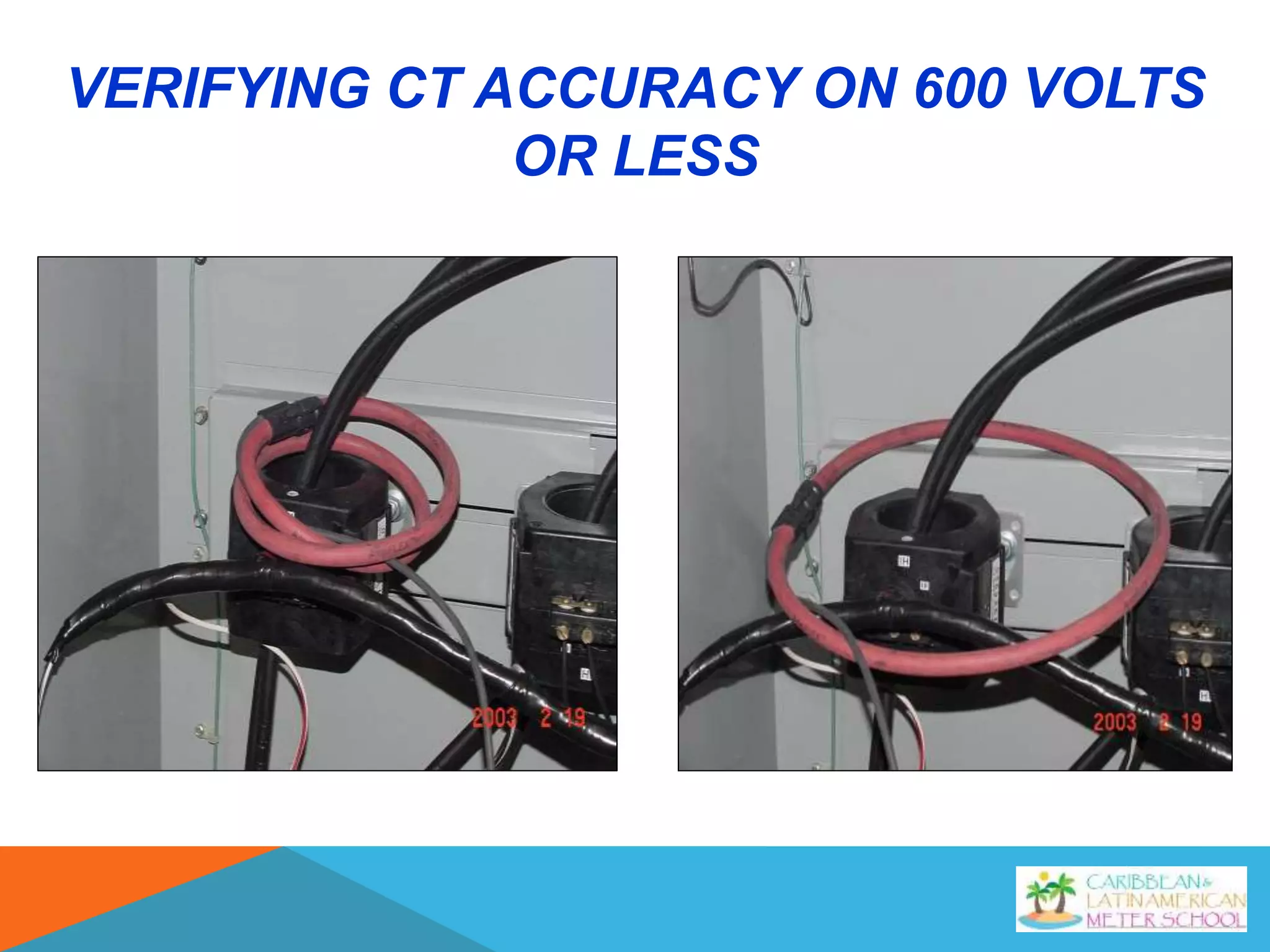 VERIFYING CT ACCURACY ON 600 VOLTS
OR LESS
 