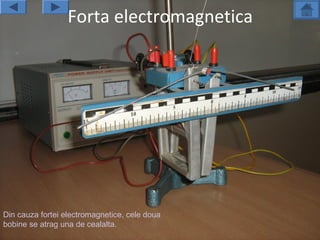Forta electromagnetica




Din cauza fortei electromagnetice, cele doua
bobine se atrag una de cealalta.
 