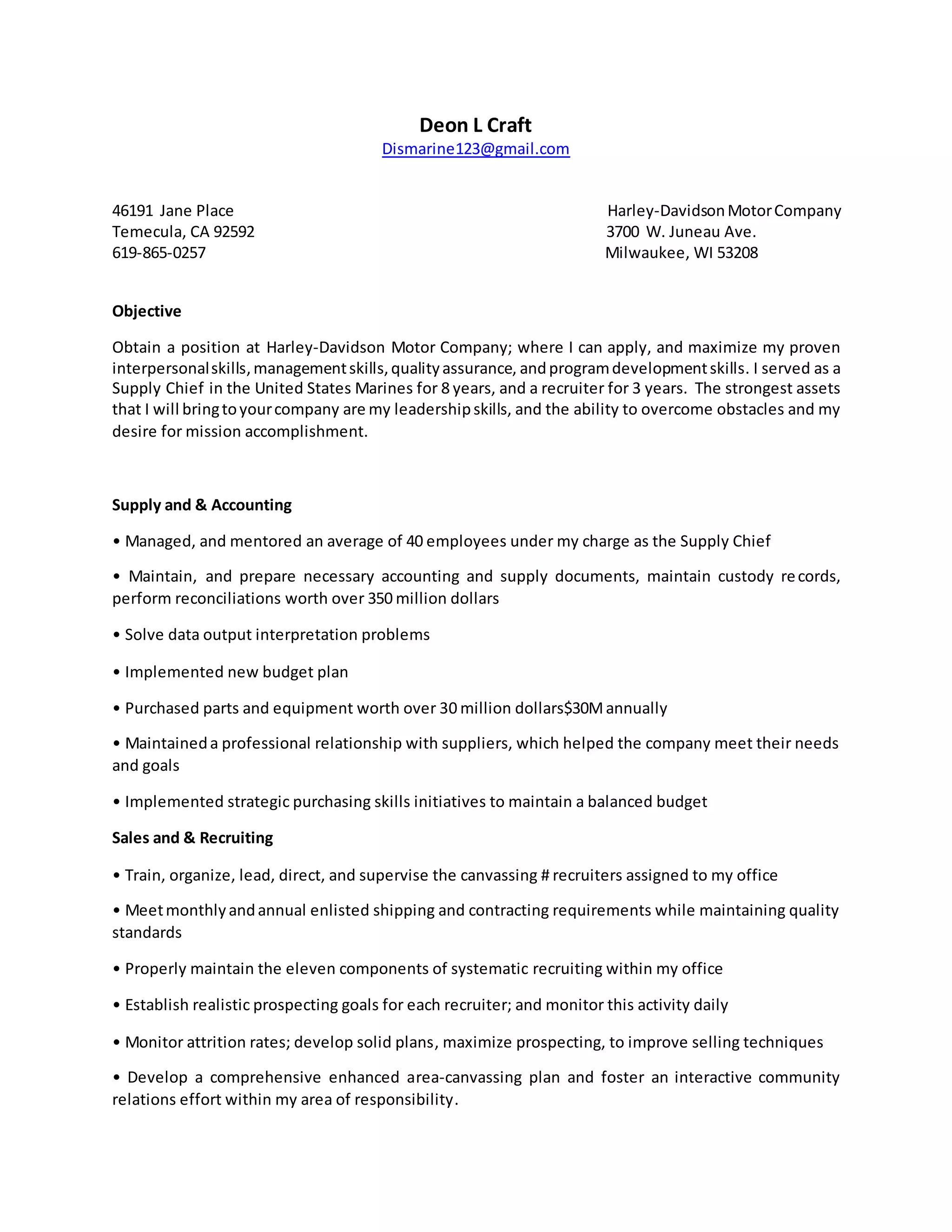 Deon L Craft Resume PDF - Deon L Craft Resume 2 2048