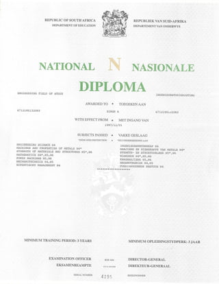 National Diploma in Mech. Engineering