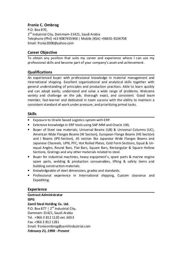 contract administrator resume
