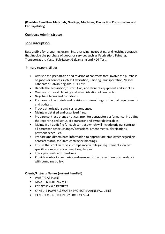 contract administrator resume