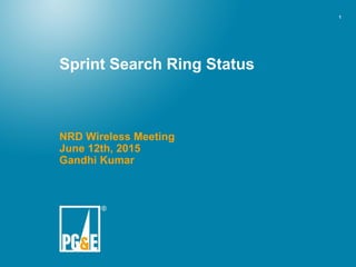 1
Sprint Search Ring Status
NRD Wireless Meeting
June 12th, 2015
Gandhi Kumar
 