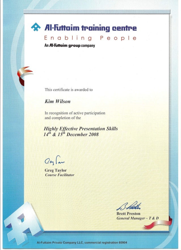 kim wilson highly effective presentation skills certificate 15 dec presentation course