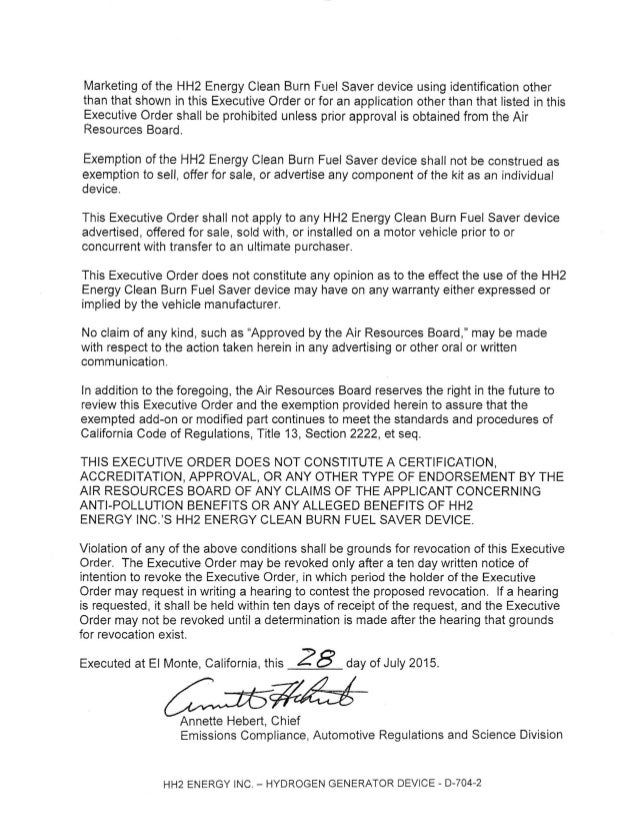 CARB EXECUTIVE ORDER D7042