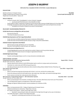 Joseph D Murphy Resume | PDF