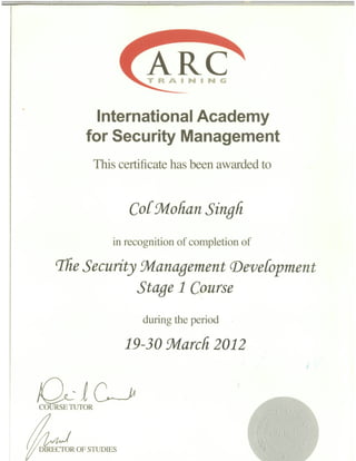 ARC I Certificate