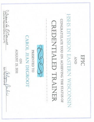 EpicCredentialed Trainer CPOE/ClinDoc Certificate