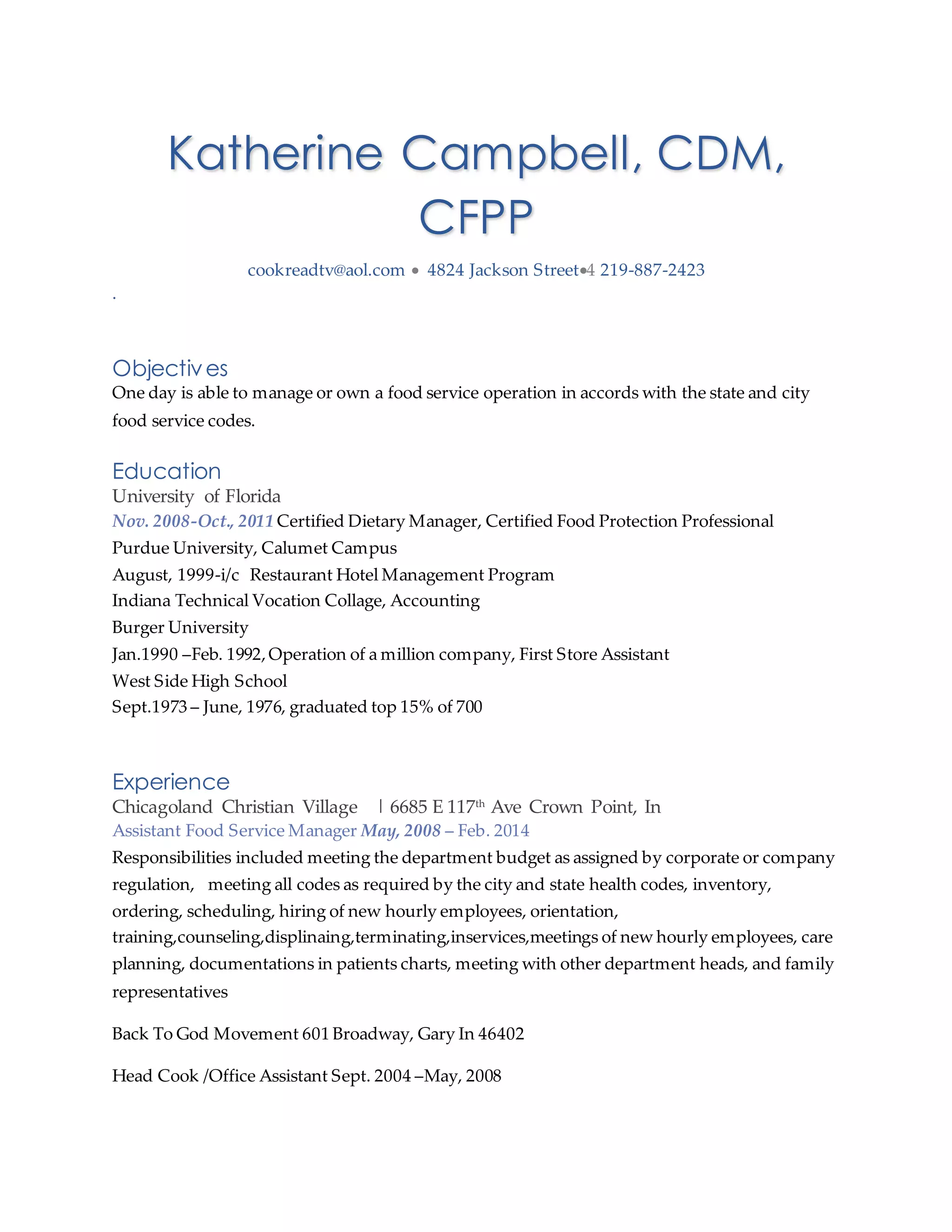 Katherine Campbell 39 resume PDF - Katherine Campbell Resume 1 2048 