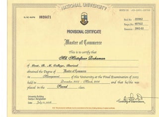 Certificate of Masters