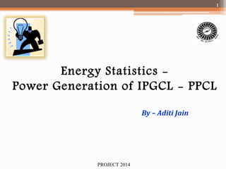 Energy Statistics -
Power Generation of IPGCL - PPCL
1
By – Aditi Jain
PROJECT 2014
 