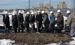 (From left to right) Jonathan Lubonski, Michaels Development Company; Glenis Polanco-Rodriguez, JCHA Commissioner; Reginald Jones, JCHA Commissioner; Holly Leicht, US Department of Housing and Urban Development; Patricia Madison, JCHA
Acting Executive Director; Ava Goldman, President, Michaels Development Company; Marcos Vigil, Deputy Mayor; Aneesah Abdullah, JCHA Vice Chairperson; Anthony Marchetta, Executive Director NJHMFA; Freddie Kitchens, JCHA Commissioner
Groundbreaking of Glennview Townhouses II in Jersey City
 