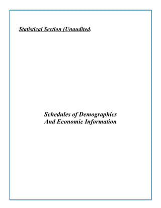 Statistical Section (Unaudited)
Schedules of Demographics
And Economic Information
 