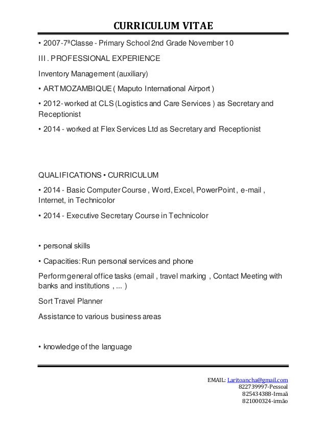 curriculum em ingles