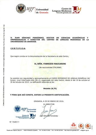 Certificados Fabrizio MACCARINI
