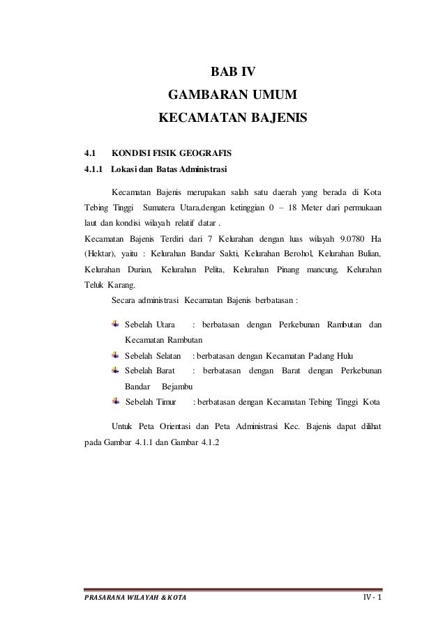 Contoh Gambaran Umum Wilayah Studi Kec. Bajenis
