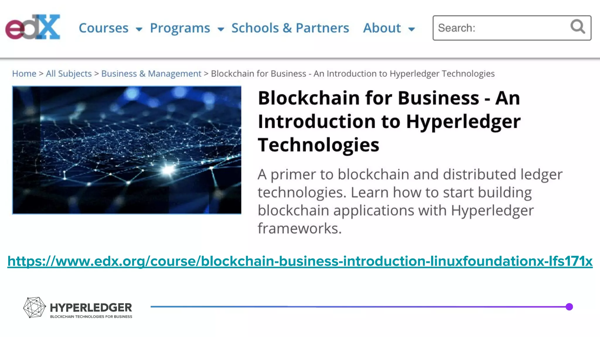 https://www.edx.org/course/blockchain-business-introduction-linuxfoundationx-lfs171x
 