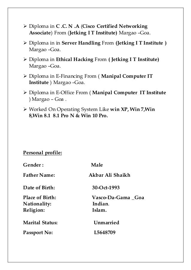 Mr Shaikh Asif Resume