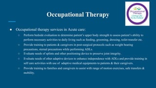 Roles of OT, PT, ST in the Long Term Acute Care Setting | PDF