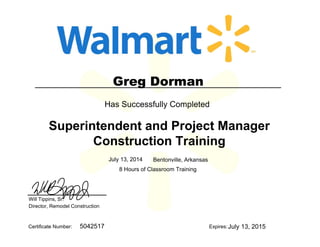Wal Mart Certificate
