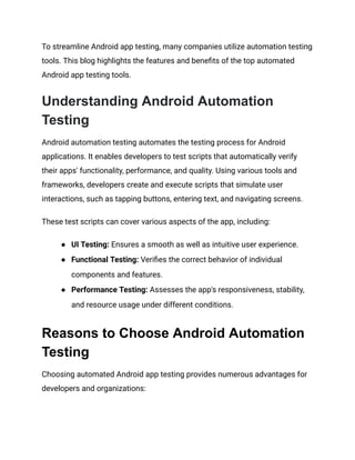 8 Best Automated Android App Testing Tools And Framework In 2024 Pdf 8 Best Automated Android App Testing Tools And Framework In 2024 Pdf